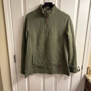 L.L. Bean Women's Olive Quilted Quarter Zip Pullover Sweatshirt XL